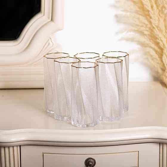 Набір склянок 6 шт по 450 мл із золотим обідком HP-16-18 Коломия