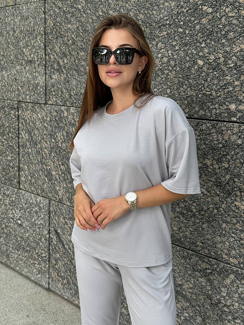 Жіночий костюм двонитка футболка та штани прогулянковий Сірий XS-S Харків - фото 15