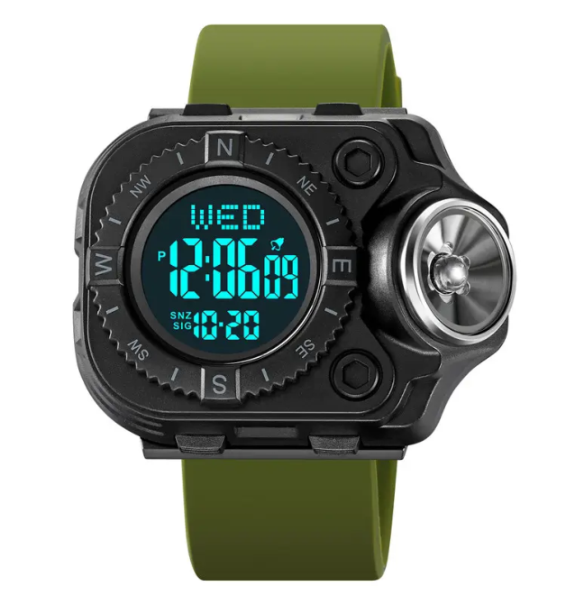 Мужские наручные часы с фонарём Skmei 2187 Зеленые с черным циферблатом Винница - изображение 3
