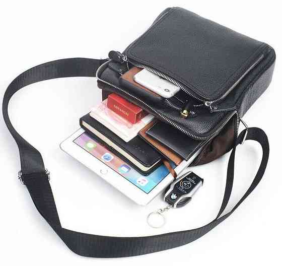 Сумка мессенджер кожаная Vintage 20247 Черная Киев