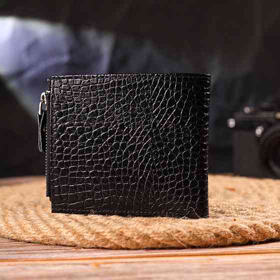 Мужской горизонтальный кошелек из натуральной фактурной кожи CANPELLINI 21504 Черный Киев
