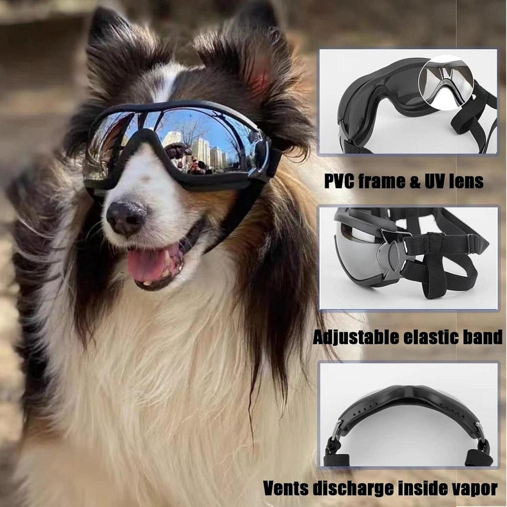 Захисні окуляри для собак з УФ-захистом, регульовані, вітрозахисні, водонепроникні, проти запотівання, для великих порід Київ - фото 4