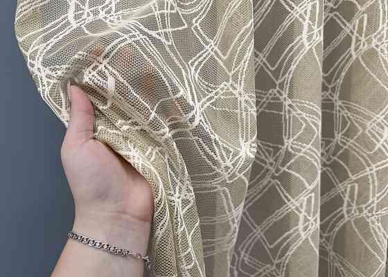 Тюль VR-Textil 1978т Жакард Бежевий з молочним 400х270 см (42-1008) Київ