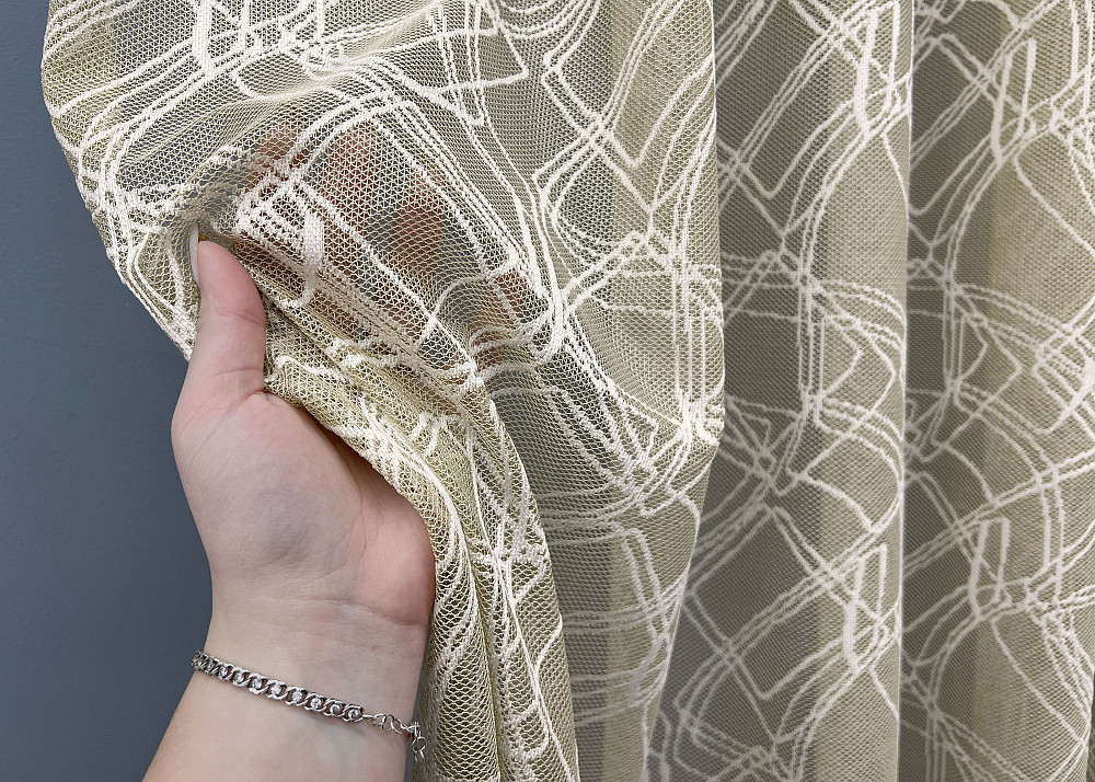 Тюль VR-Textil 1978т Жакард Бежевий з молочним 400х270 см (42-1008) Київ - фото 4