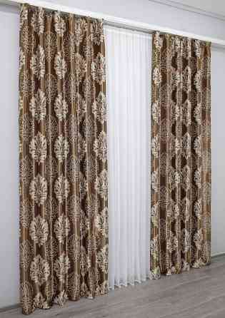 Комплект готовых штор VR-Textil Блэкаут-софт Корона № 1278ш(А) Коричневый с капучино 150х270 см 2шт (33-0124) Киев