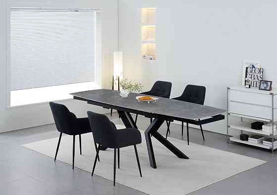 Стіл Топаз 180 (+80)*90, чорний/кераміка сіра Днепр