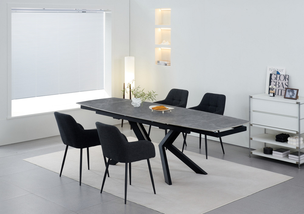 Стіл Топаз 180 (+80)*90, чорний/кераміка сіра Дніпро - фото 5