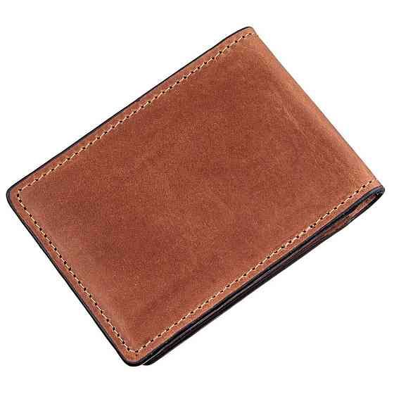 Компактний затискач для грошей без застібки Коричневий (GRANDE PELLE) Київ