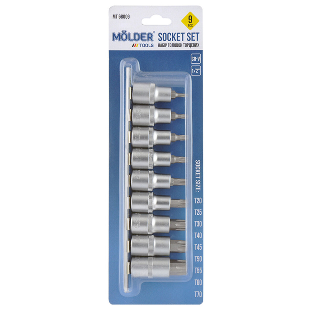 Набір головок торцевих TORX на планці Molder 1/2" CR-V 9шт Киев - изображение 1