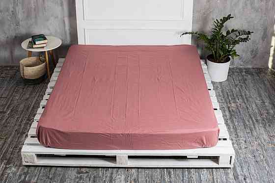 Ecotton Простирадло на резинці Ecotton 200х200 см однотонне коричневий бордо Marsala Коломия