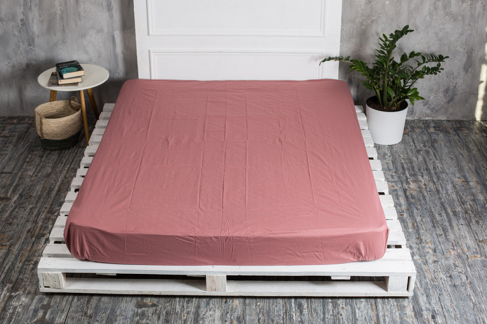 Ecotton Простирадло на резинці Ecotton 200х200 см однотонне коричневий бордо Marsala Коломыя - изображение 1