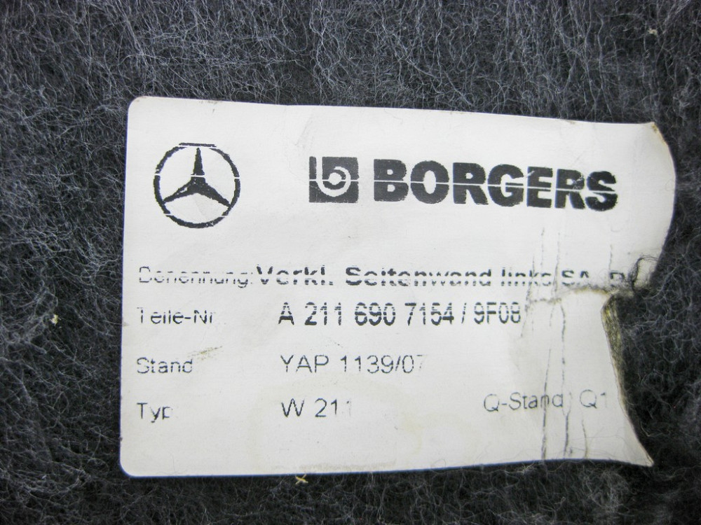 Mercedes-Benz  A2116907154 9F08 Обшивка багажника ліва чорна E-class W211 Одеса - фото 8
