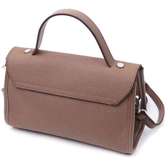 Женская сумка с геометрическим клапаном из натуральной кожи Коричневая (Vintage) Киев