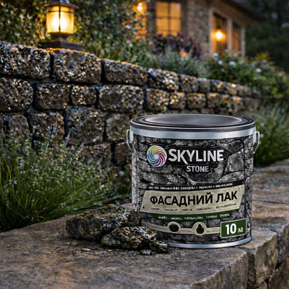 Фасадний лак для каменю SkyLine Stone глянцевий прозорий «Мокрий камінь» 10 л (для великих площ) Харків - фото 10