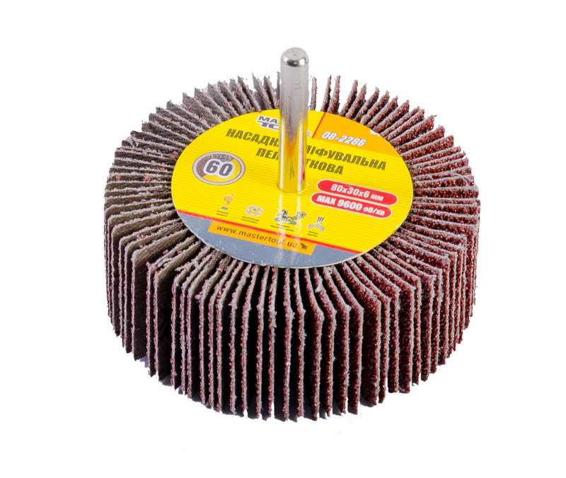 MASTERTOOL Насадка шліфувальна пелюсткова MASTERTOOL зерно 60 80х30 мм зі стрижнем 6 мм 08-2286 Киев - изображение 2