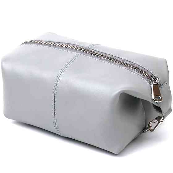 Практичная кожаная косметичка Shvigel 16404 Серый Киев