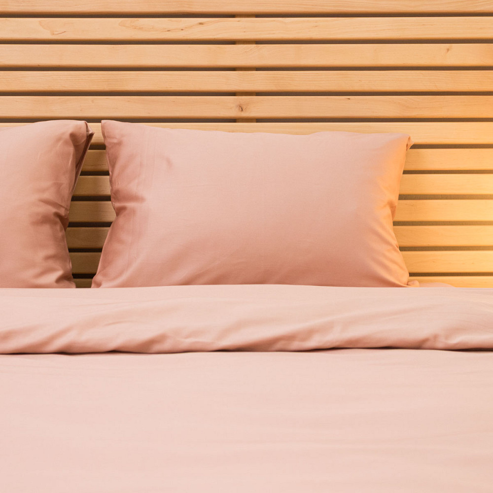 Євро комплект постільної білизни Сатин Гладкий 135 г/м2 YouStar (Фраппе) 2 х 50х70 Суми - фото 8