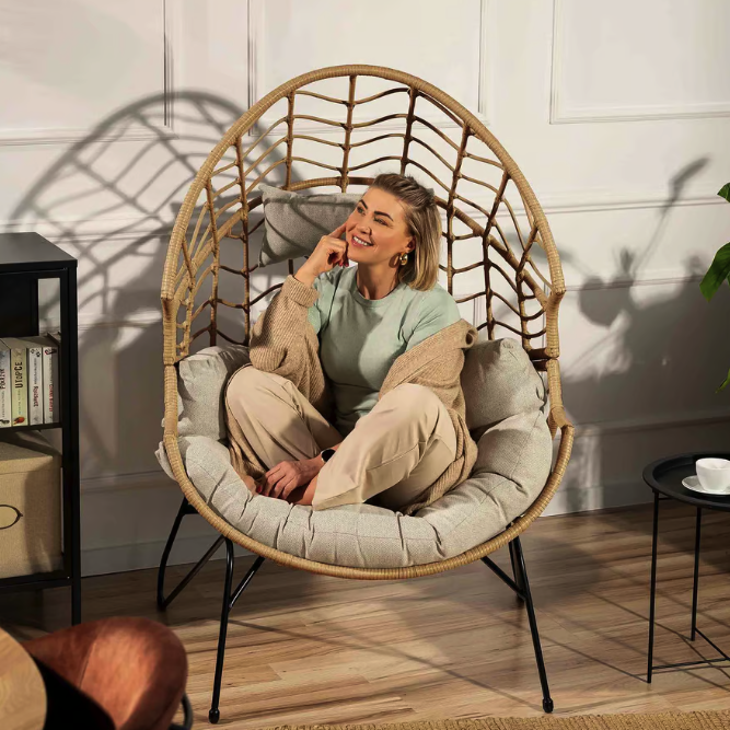 Крісло-кокон ротангове Di Volio Alcamo для відпочинку бежевий Киев - изображение 2