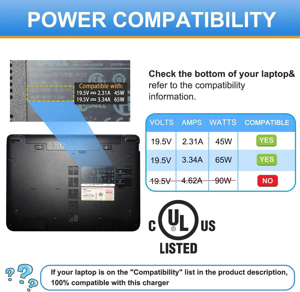 Зарядное устройство KFD 65W TDW-1415-BK черный 19.5V 3.34A 4.5x3.0mm для Dell Inspiron OptiPlex Vostro Киев - изображение 4