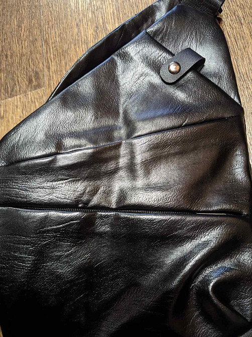 Чоловіча сумка через плечі. Чорна. Кожзам. Київ - фото 3