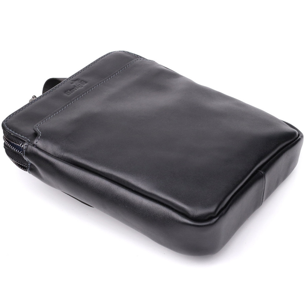 Красивая мужская сумка через плечо из гладкой натуральной кожи Черный (SHVIGEL) Киев - изображение 1