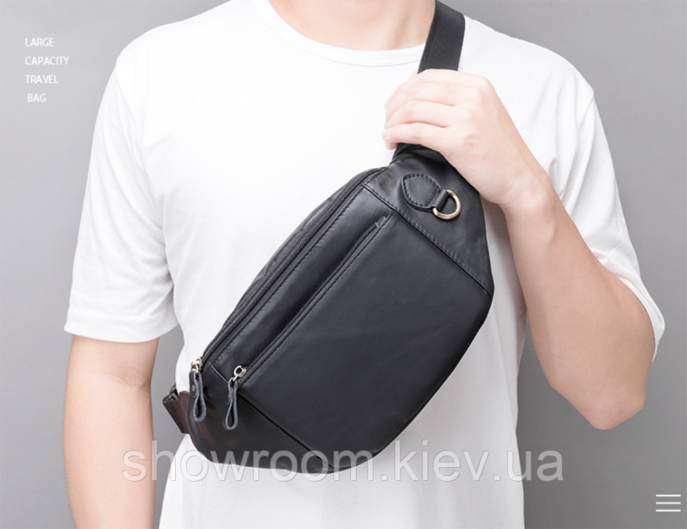 Мужская сумка на пояс и на грудь из натуральной кожи, слинг, бананка Leather Collection (8839) Киев - изображение 2