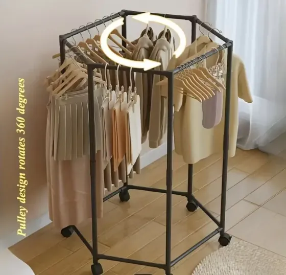 Напольная вешалка для одежды с поворотным механизмом на 360° и колесами Коломия