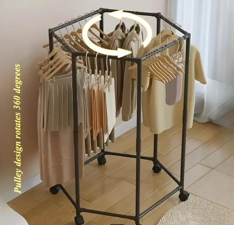 Напольная вешалка для одежды с поворотным механизмом на 360° и колесами Коломия - фото 2