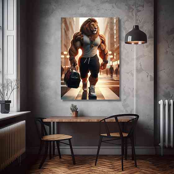 Картина Холсті в спортзал  Лев  KLM_15 100х150 см Киев
