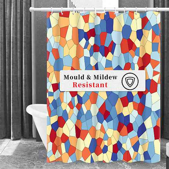 Шторка для ванны из полиэстера водонепроницаемая Bathlux 180x180 см с кольцами, занавеска для ванной комнаты Каменец-Подольский