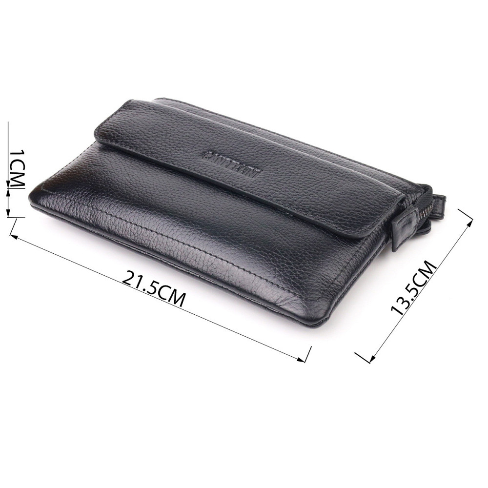 Стильний клатч для чоловіків із натуральної шкіри Чорний (CANPELLINI) Київ - фото 7