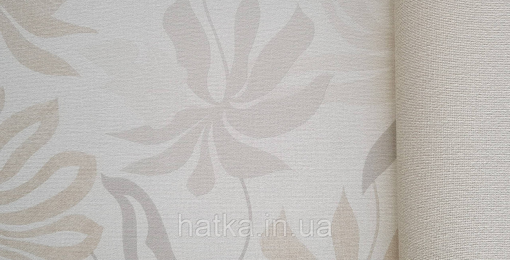 Обои виниловые на флизелине Grandeco Universe метровые листья монстеры желтые бежевые на белом Киев - изображение 3