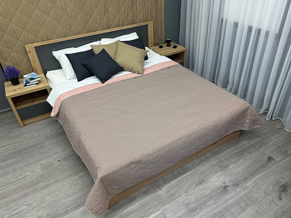 Покрывало двустороннее Decorator Microfiber ромб 215x240 см какао с розовым (85-142) Киев - изображение 3