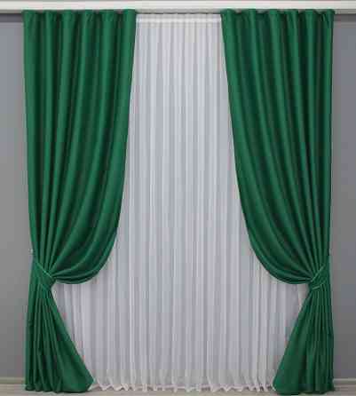 Комплект готовых штор VR-Textil Блэкаут Midnight № 1398ш Зеленый 100х290 см 2 шт (31-787) Киев