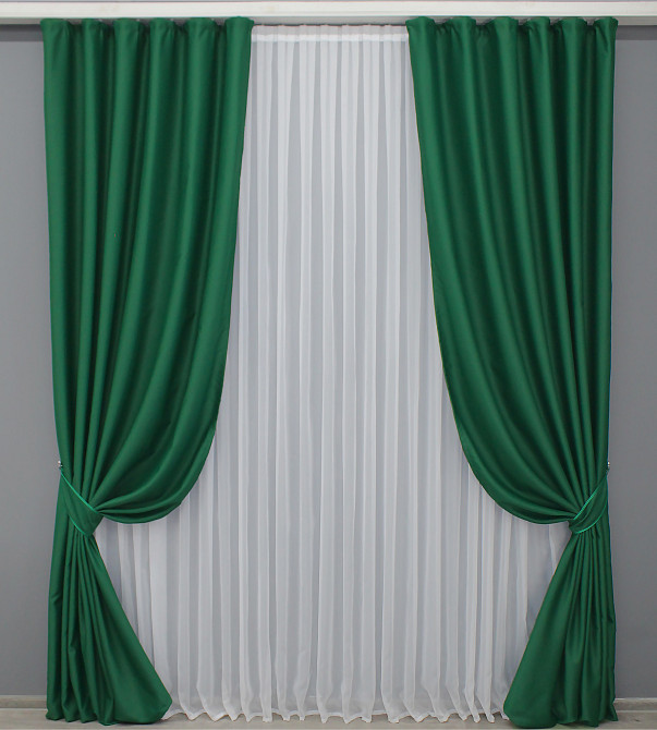 Комплект готовых штор VR-Textil Блэкаут Midnight № 1398ш Зеленый 100х290 см 2 шт (31-787) Киев - изображение 2