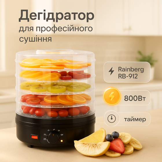 Побутова електросушарка, Професійний дегідратор для м’яса, Електросушарка для м’яса та овочів WT-19 Львів