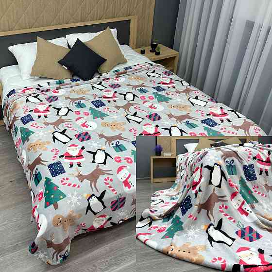Плед-покривало Decorator WellSoft 200х220 см з різдвяним принтом Сірий (87-286) Київ