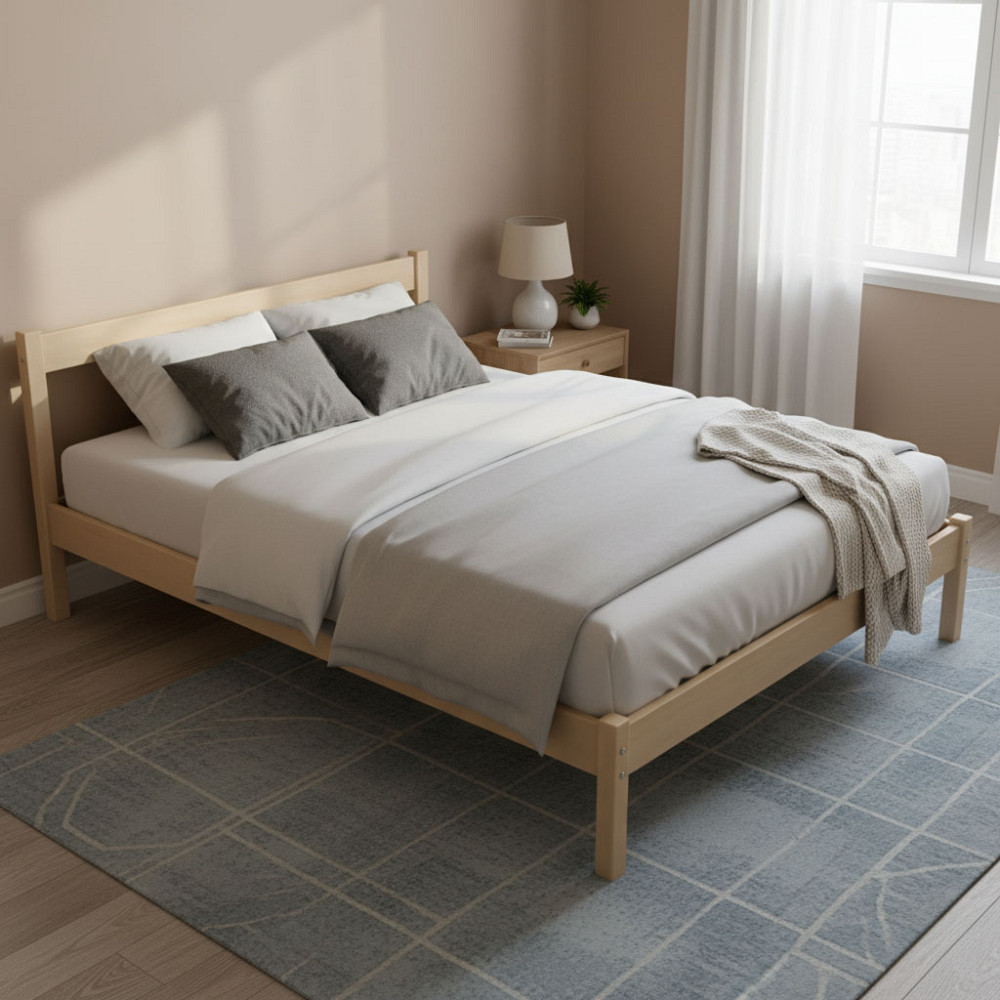 Двоспальне дерев'яне ліжко Mebigrand MG01 Прозорий лак 160х200 см (MBG-21876) Дніпро - фото 3