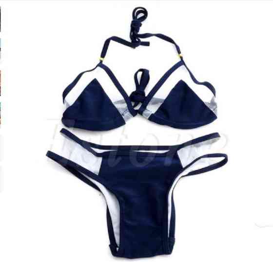 Жіночий роздільний купальник без поролону синій Київ