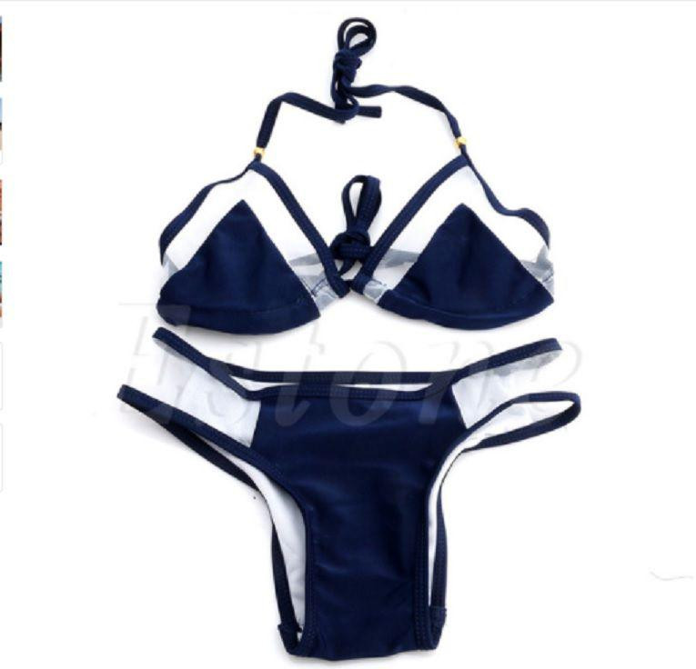 Жіночий роздільний купальник без поролону синій Київ - фото 5