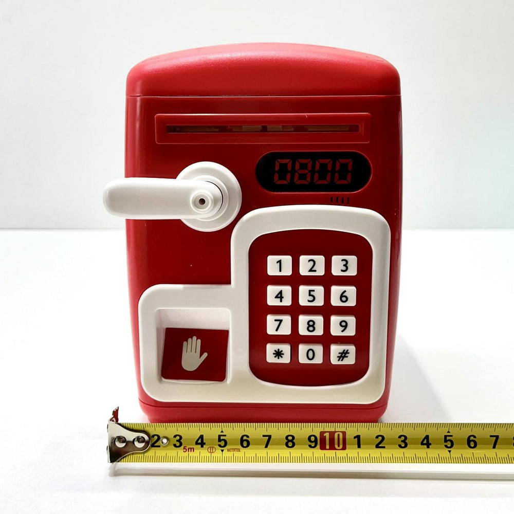 Сейф-скарбничка дитяча зі сканером відбитка пальця та кодовим замком затягує купюри звук підсвічування Червоний (MK 5411) Чернігів - фото 10