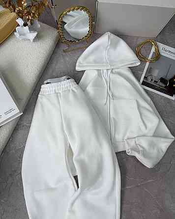 Женский утепленный прогулочный костюм двойка в спортивном стиле трехнить на флисе Молочный, 42/44 Одесса