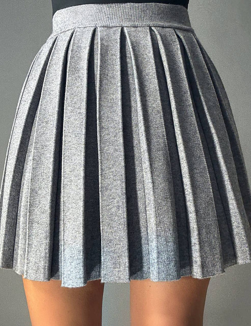 Спідниця жіноча A-N 9956 в’язана тепла у складку на резинці, сірий, one size Київ - фото 13