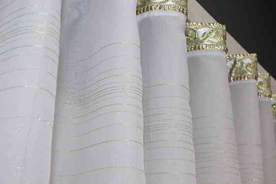 Кухонный комплект VR-Textil № 084к шторки с ламбрекеном белый с зеленым 280х170 см (52-0830) Киев