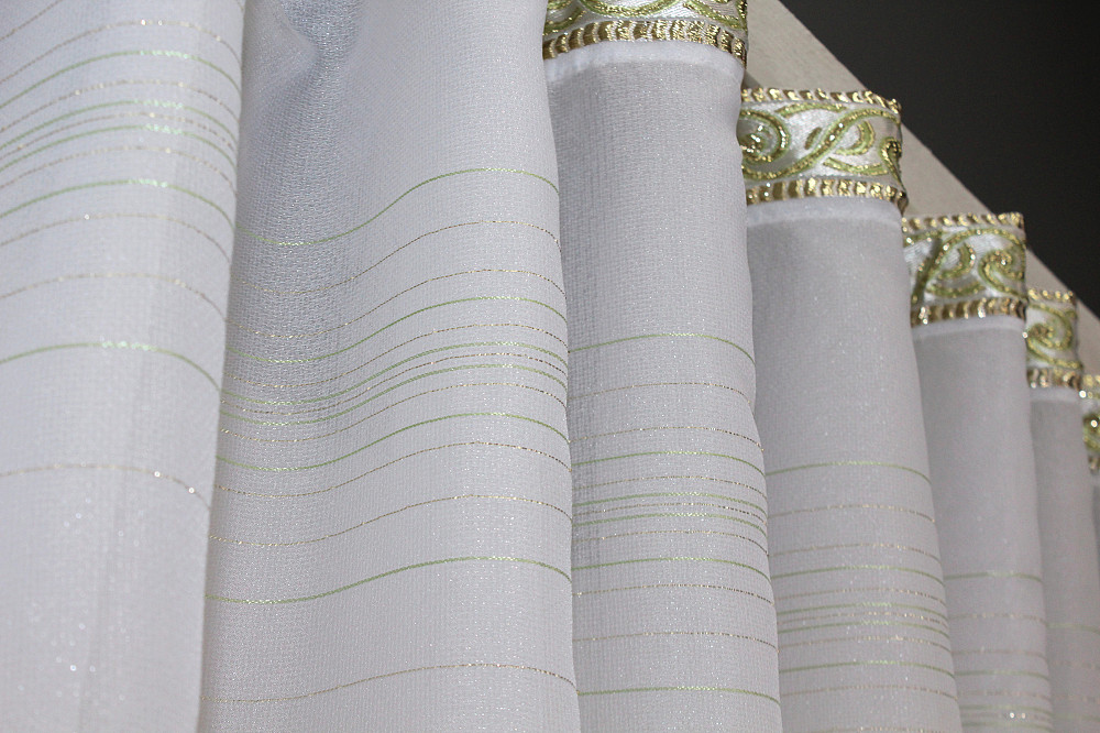 Кухонный комплект VR-Textil № 084к шторки с ламбрекеном белый с зеленым 280х170 см (52-0830) Киев - изображение 5