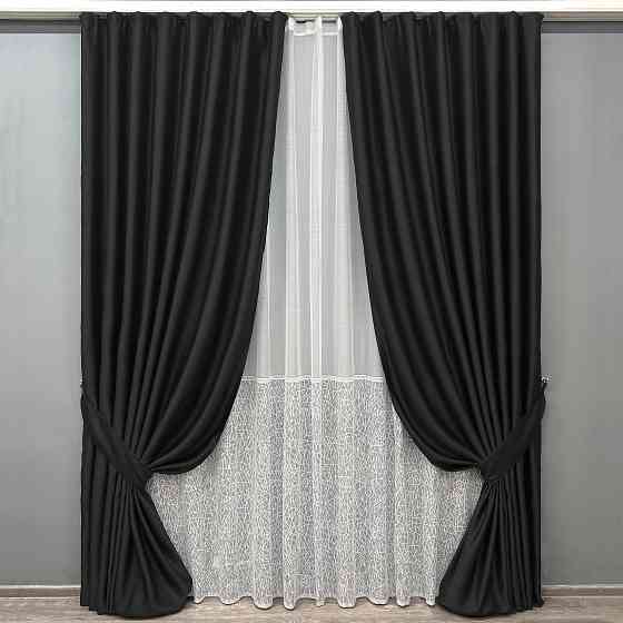 Комплект штор VR-Textil Bagema Rvs 100х270 2шт і Тюль 400х270 1895ш-1672т Чорний з білим 71-169/2 Київ