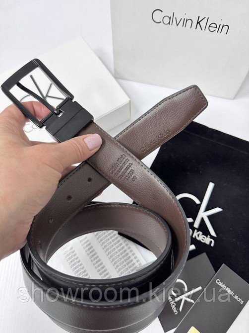 Двусторонний кожаный ремень в подарочной упаковке (452) черный/коричневый Киев - изображение 7