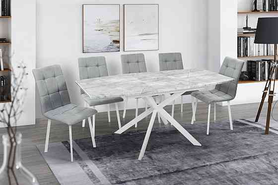 Стіл Річард 140(+40)*85 білий метал/базальт Київ