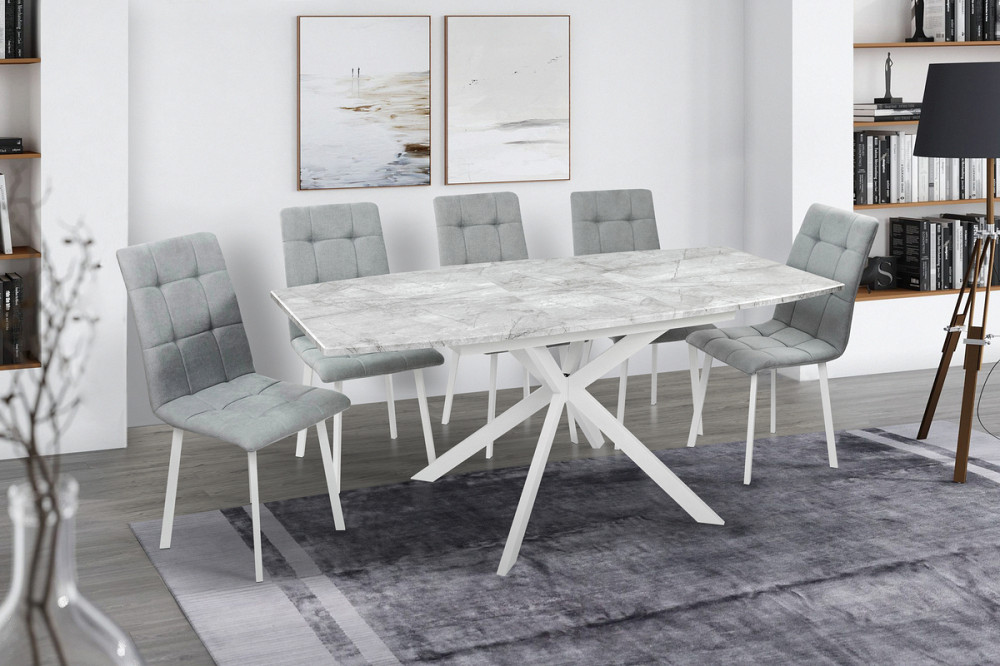 Стіл Річард 140(+40)*85 білий метал/базальт Київ - фото 1