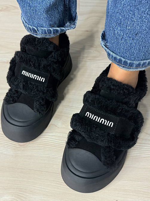 Кеди жіночі Hengji 15-1 з хутром та опушкою на липучці чорні , 38, 24 см Київ - фото 11